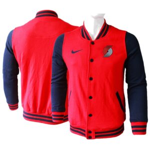 Portland Trail Blazers Blank Red Navy Wool Jacket