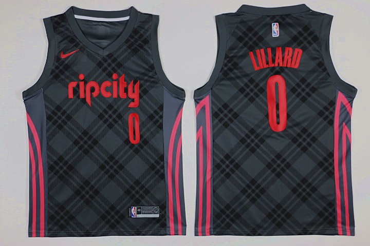 Blazers 0 Damian Lillard Gray City Edition Swingman Men Jersey