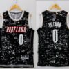 Blazers 0 Damian Lillard Black City Light Men Jersey