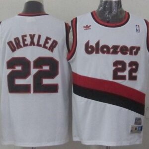 Blazers 22 Clyde Drexler White Soul Swingman Throwback Men Jersey