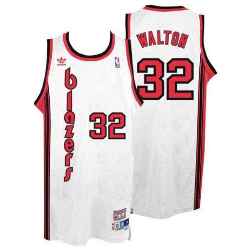 Blazers 32 Bill Walton White Throwback Men Jersey