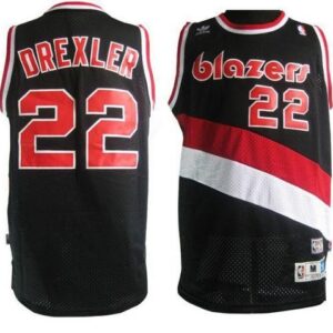 Blazers 22 Clyde Drexler Black Soul Swingman Throwback Men Jersey