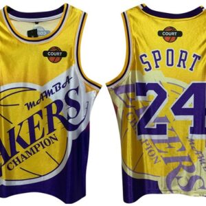 Los Angeles Lakers 24 Kobe Bryant Yellow Print Men Jersey