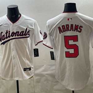 Washington Nationals 5 Abrams White Cool Base Men Jersey