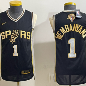 San Antonio Spurs 1 Wembanyama Black Gold 2026  Finals Men Jersey