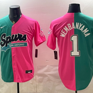 San Antonio Spurs 1 Wembanyama Split Baseball Vapor Limited Men Jersey (3)
