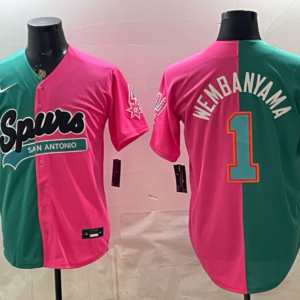 San Antonio Spurs 1 Wembanyama Split Baseball Vapor Limited Men Jersey (2)
