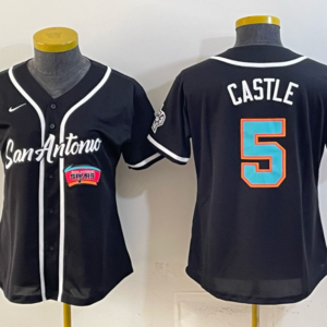 San Antonio Spurs 5 Castle Black Baseball Vapor Limited Women Jersey