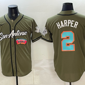San Antonio Spurs 2 Harper Olive Baseball Vapor Limited Men Jersey