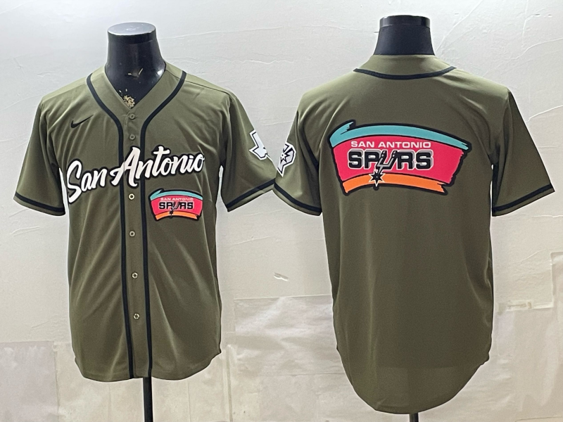San Antonio Spurs Olive Baseball Vapor Limited Men Jersey 1