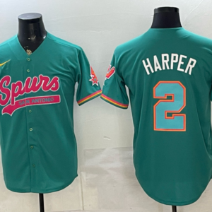 San Antonio Spurs 2 Harper Green Baseball Vapor Limited Men Jersey (3)