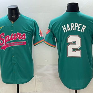 San Antonio Spurs 2 Harper Green Baseball Vapor Limited Men Jersey (2)