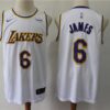 Lakers 6 LeBron James White Men Jersey With Logo