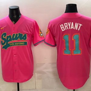 San Antonio Spurs 11 Bryant Pink Baseball Vapor Limited Men Jersey (2)