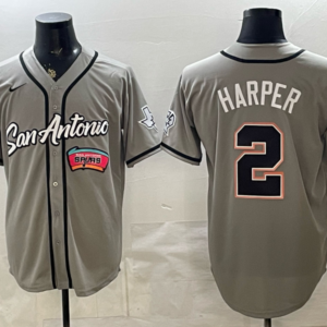 San Antonio Spurs 2 Harper Grey Baseball Vapor Limited Men Jersey