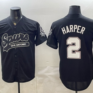 San Antonio Spurs 2 Harper Black Baseball Vapor Limited Men Jersey 4
