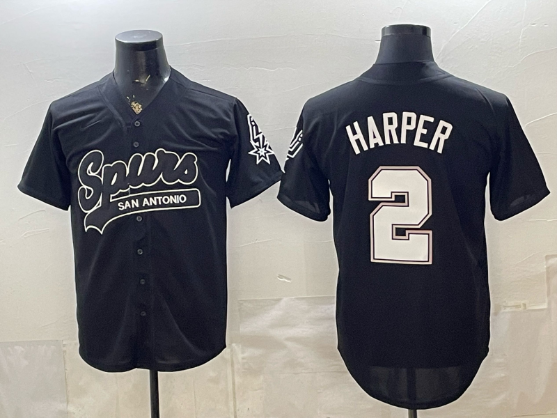 San Antonio Spurs 2 Harper Black Baseball Vapor Limited Men Jersey 4