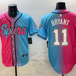 San Antonio Spurs 11 Bryant Pink Blue Split Baseball Vapor Limited Men Jersey