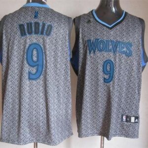 Timberwolves 9 Ricky Rubio Grey Static Men Jersey