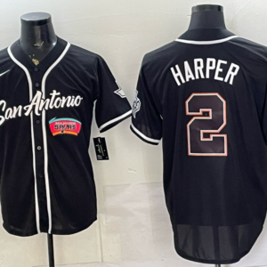 San Antonio Spurs 2 Harper Black Baseball Vapor Limited Men Jersey 2