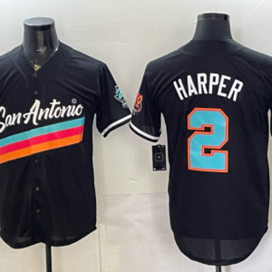 San Antonio Spurs 2 Harper Black Baseball Vapor Limited Men Jersey 1