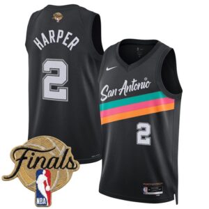 San Antonio Spurs 2 Dylan Harper Black City 2026 Finals Men Jersey