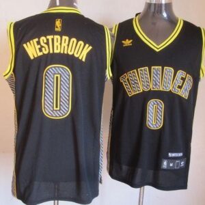 Thunder 0 Russell Westbrook Black Electricity Men Jersey