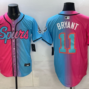San Antonio Spurs 11 Bryant Pink Blue Baseball Vapor Limited Men Jersey