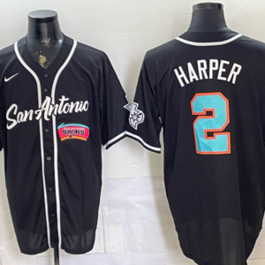 San Antonio Spurs 2 Harper Black Baseball Vapor Limited Men Jersey