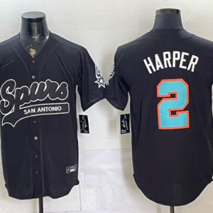 San Antonio Spurs 2 Harper Black Baseball Vapor Limited Men Jersey 1