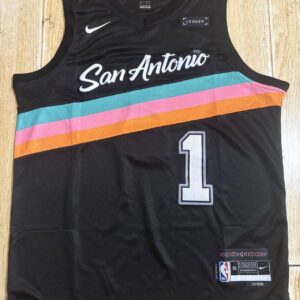 Spurs 1 Victor Wembanyama Black Men Jersey