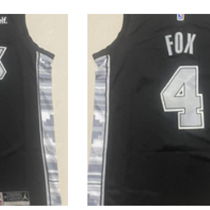 Spurs 4 De'Aaron Fox Black Jordan Men Jersey
