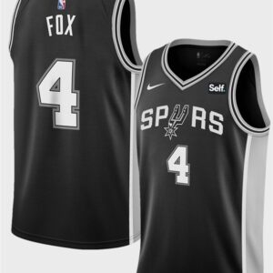 Spurs 4 De'Aaron Fox Black Icon Edition Men Jersey
