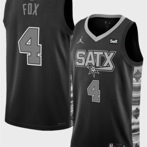 Spurs 4 De'Aaron Fox Black Statement Edition Jordan Men Jersey
