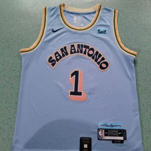 Spurs 1 Victor Wembanyama Blue New City Men Jersey