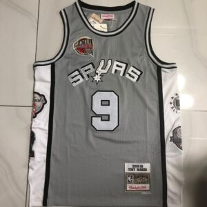 Spurs 9 Tony Parker Grey Throwback Men Jersey
