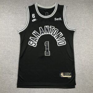 Spurs 1 Wambanyama Black Men Jersey