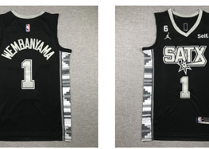 Spurs 1 Victor Wembanyama Black Jordan Men Jersey