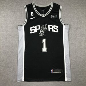 Spurs 1 Victor Wembanyama Black Men Jersey
