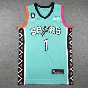 Spurs 1 Victor Wembanyama Green Men Jersey