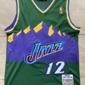Jazz 12 John Stockton Green Throwback Men Jersey