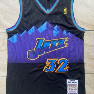 Jazz 32 Karl Malone Black Throwback Men Jersey