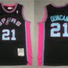 Spurs 21 Tim Duncan Black Pink Throwback Men Jersey