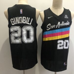 Spurs 20 Manu Ginobili Black 2020 Men Jersey