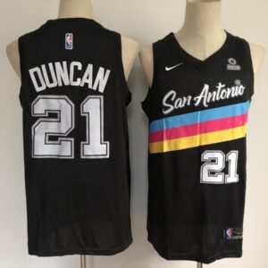 Spurs 21 Tim Duncan Black 2020 New City Men Jersey