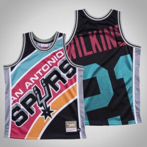 Spurs 21 Dominique Wilkins Black Mitchell&Ness Big Face Men Jersey