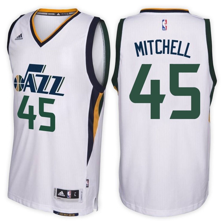 Adidas Utah Jazz 45 Donovan Mitchell Home White 2017 Draft Men Jersey