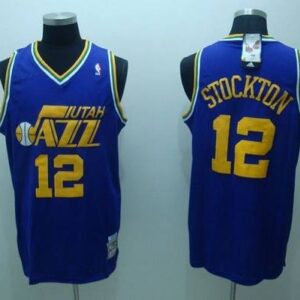 Jazz 12 John Stockton Blue Throwback Men Jersey