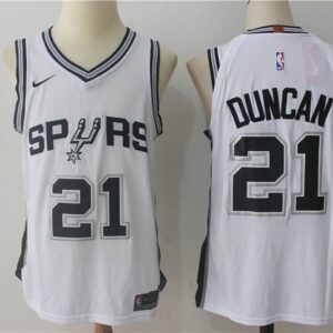 Spurs 21 Tim Duncan White Men Jersey