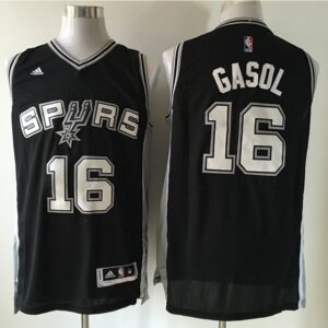 Spurs 16 Pau Gasol Road Black Men Jersey